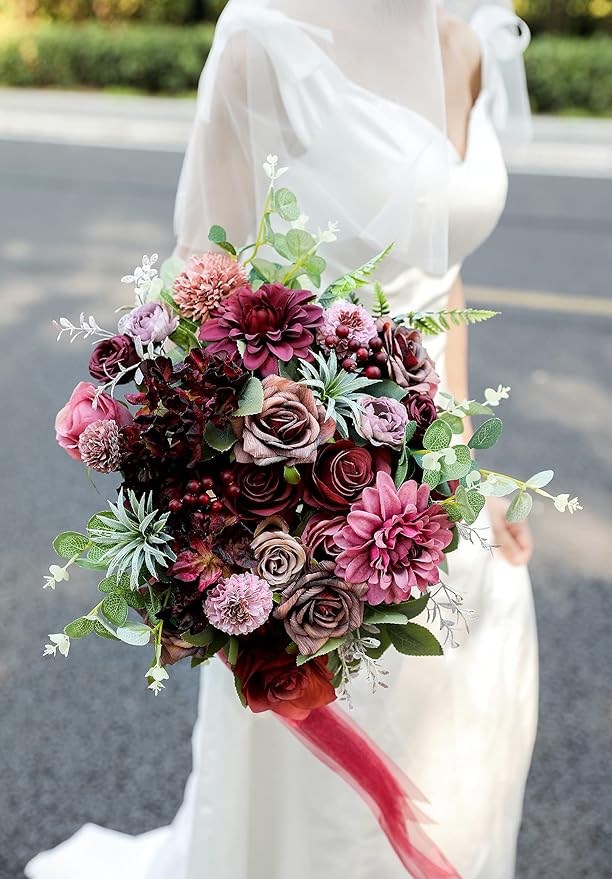 Serra Flora Artificial Flowers Combo Dahlia 25pcs Silk Fake Flowers Roses - Image 3