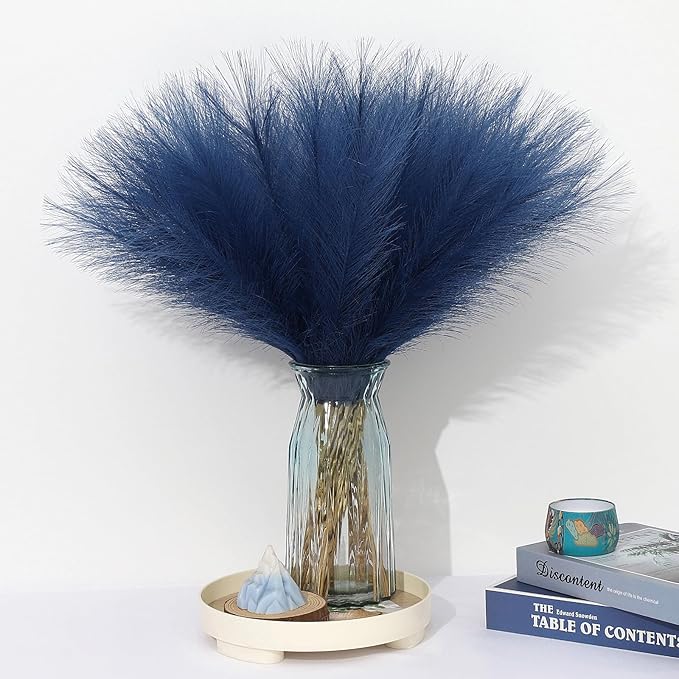 Blue Pampas Grass Decor 30 Pcs 21.7 Inch Faux Pampas Grass Bulk Artificial by Unknown