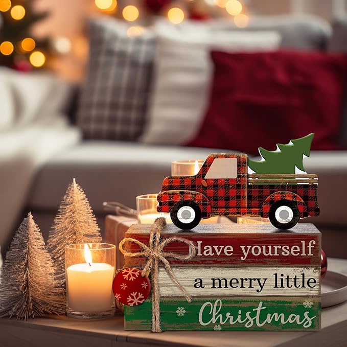 4 Pcs Christmas Table Decor Winter Table Decorations Christmas Tiered Tray - Image 7