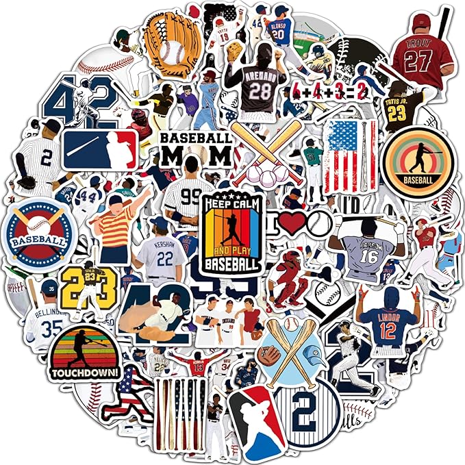 100 Pcs Sport Stickers for Kids, Baseball Water Bottle Stickers, Vinyl by pcnearty
