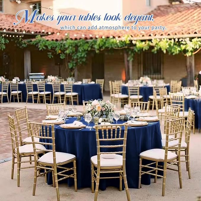 10 Pack Navy Blue 90 Inch Round Polyester Tablecloths - Image 5