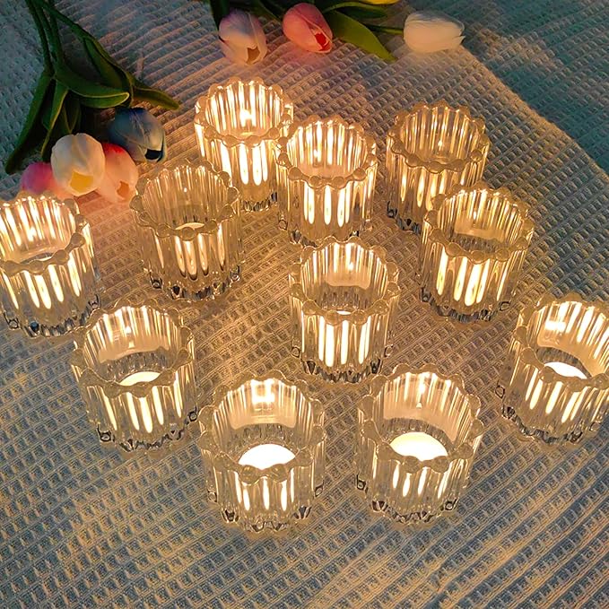 GOLDEAL 24Pcs Clear Glass Votive Candle Holders, Heavy-Duty Extra Thick - Image 6
