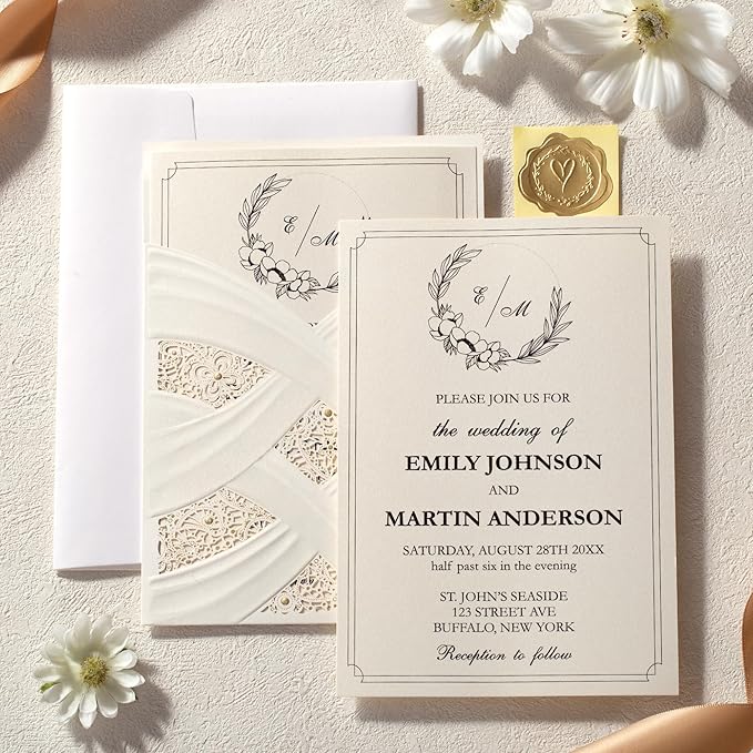50pcs Laser Cut Wedding Invitations - Image 6