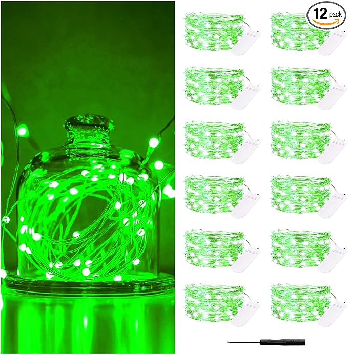 12 Pack Fairy Lights Battery Operated, 7FT 20LED Waterproof Silver Wire by Bexdir