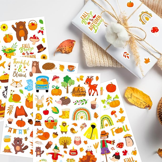 Fall Autumn Adhesive Stickers 990 Counts Woodland Pumpkin Stickers - Image 6