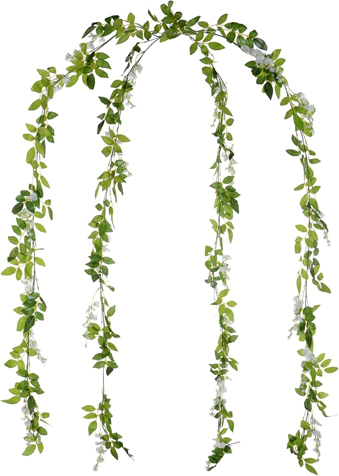 DearHouse 4Pcs 6.6Ft/Piece Artificial Flowers Silk Wisteria Garland Artificial - Image 3