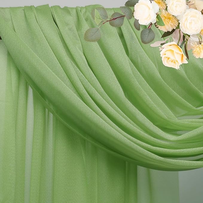 Wokceer Wedding Arch Draping 3 Panels 28.7" x 20FT Sage Green Sheer Fabric - Image 4