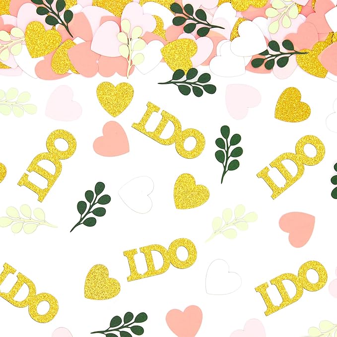 200PC Sage Green and Pink Gold Wedding Confetti by Vofrise
