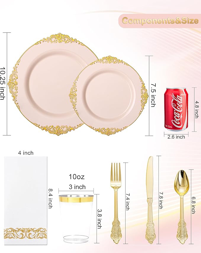 Nervure 350PCS Pink Plastic Plates - Image 3