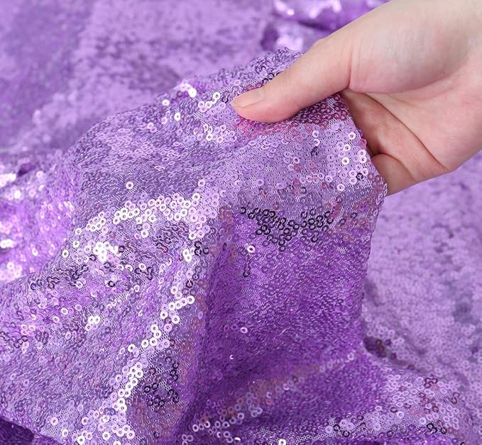 SquarePie Sequin Tablecloth 60 x 120 Inch Lavender Sparkly Table Linen - Image 9