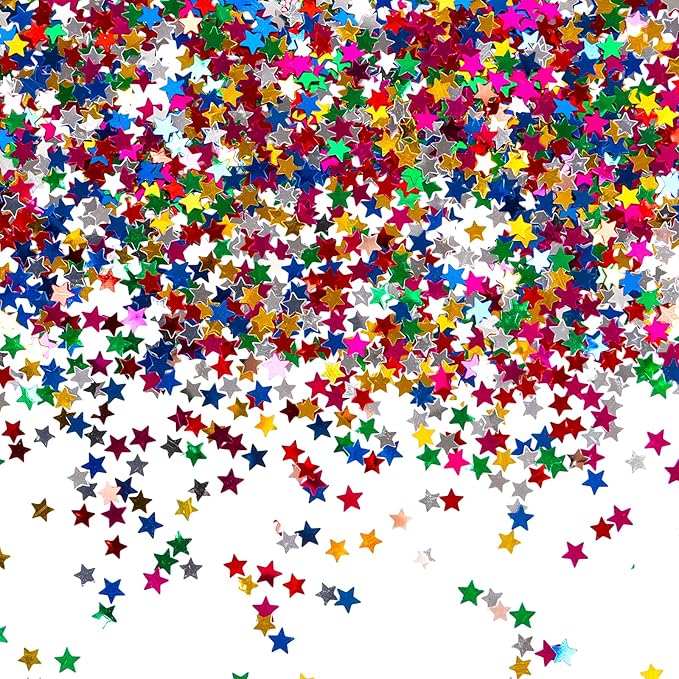 STEFORD 150g Rainbow Star Confetti, 6mm Multicolor Star Glitter Metallic Sequin by STEFORD