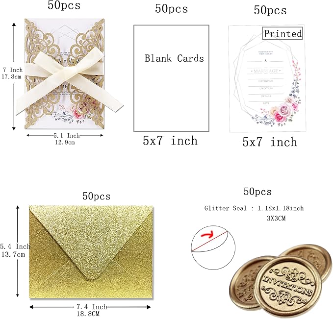 50Pcs Laser Cut Wedding Invitation - Image 2