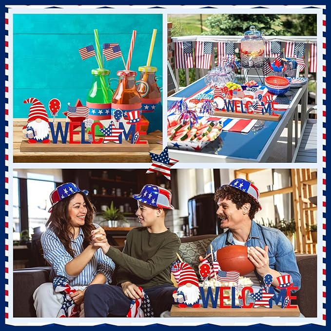 Patriotic/ 4th of July Metal Sign Rustic Table Decor Holiday Tiered Tray Decor - Image 6