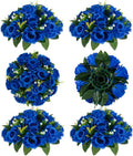 BLOSMON Royal Blue Artificial Flowers: 6 Pcs Fake Roses Flower Ball Centerpieces by Blosmon