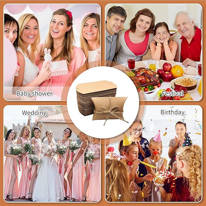 Kraft Paper Pillow Candy Box, Foldable Gift Box - Image 6