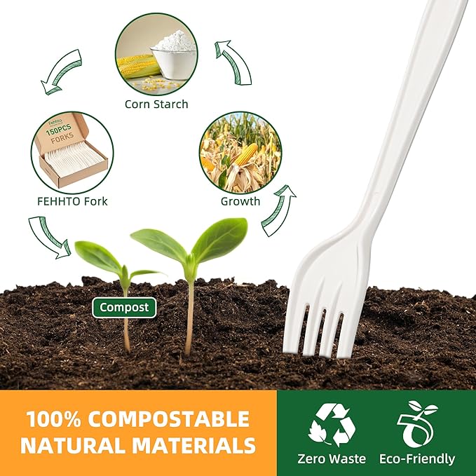 100% Compostable Fork, Ivory White - Image 3