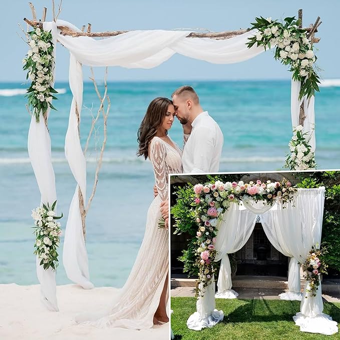 4 Panels Wedding Arch Draping Fabric 28" x 20Ft Wedding Arch Drapes Chiffon - Image 9