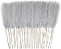 50pcs Faux Pampas Grass Grey, 21.6" Short Artificial Pompous Grass Floral Fake by ObbsieDirect