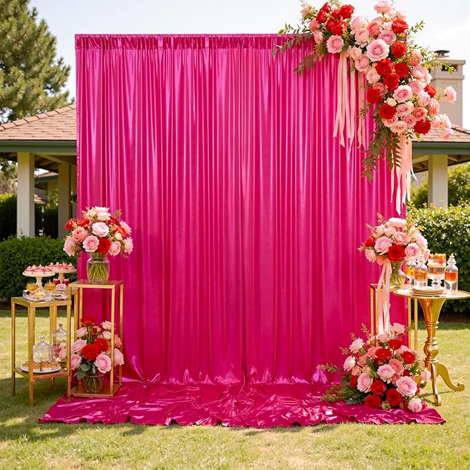 20x10FT Glitter Hot Pink Backdrop Curtain - Image 3