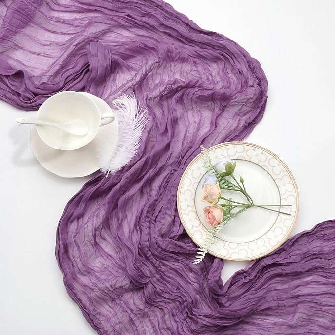 6 Pack Purple Cheesecloth Fall Table Runner 10ft Boho Gauze Fabric Cheese Cloth - Image 6