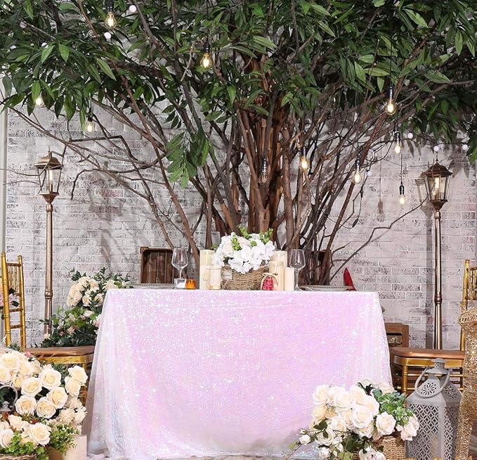 SquarePie Sequin Tablecloth 50 x 72 Inch Iridescent Sparkly Table Linen - Image 9