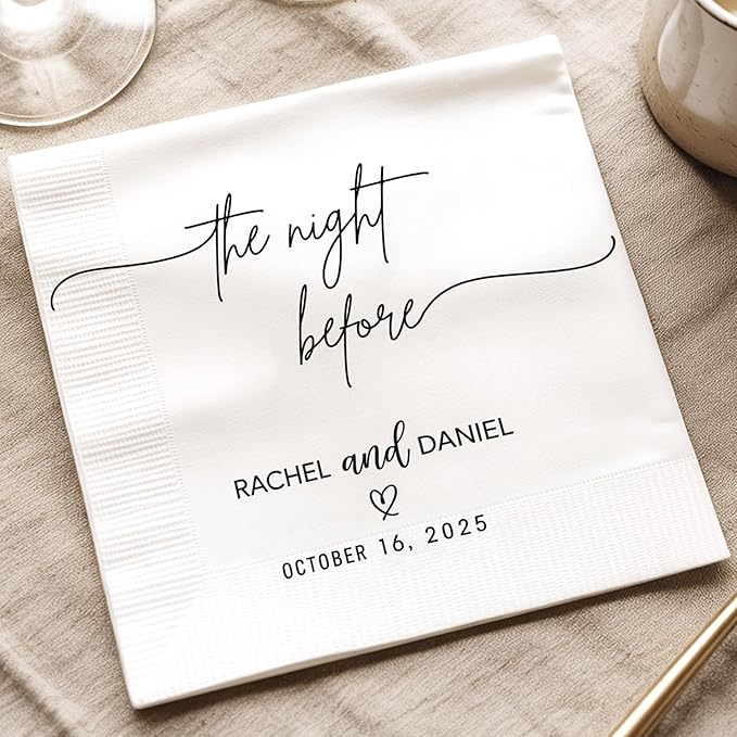Luxury Personalized Rehearsal Dinner Napkins, Custom Rehearsal Dinner Decor by GiantBigHands