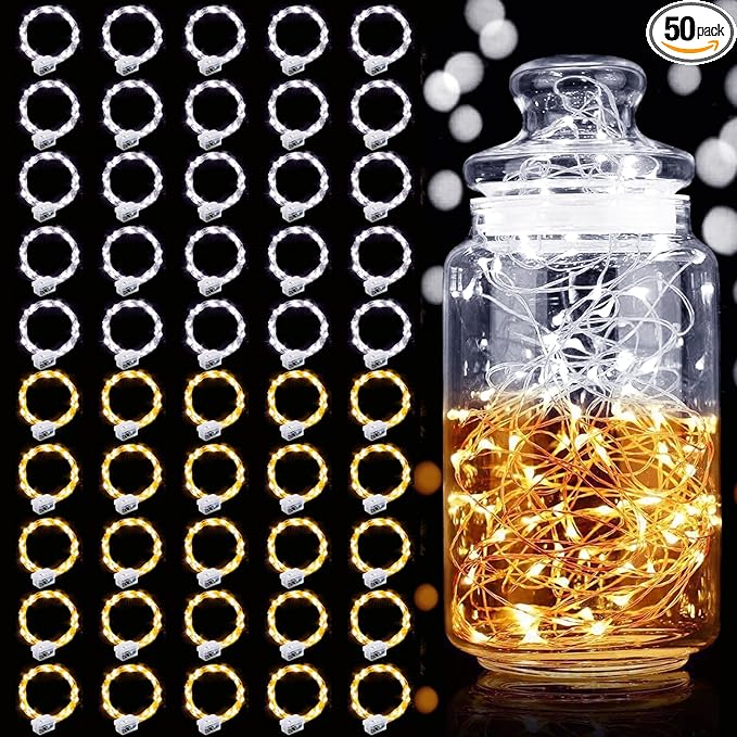 Aogist 50 Pack Fairy Lights 3 Modes 7ft 20 LED Waterproof, Cool White&Warm White by Aogist