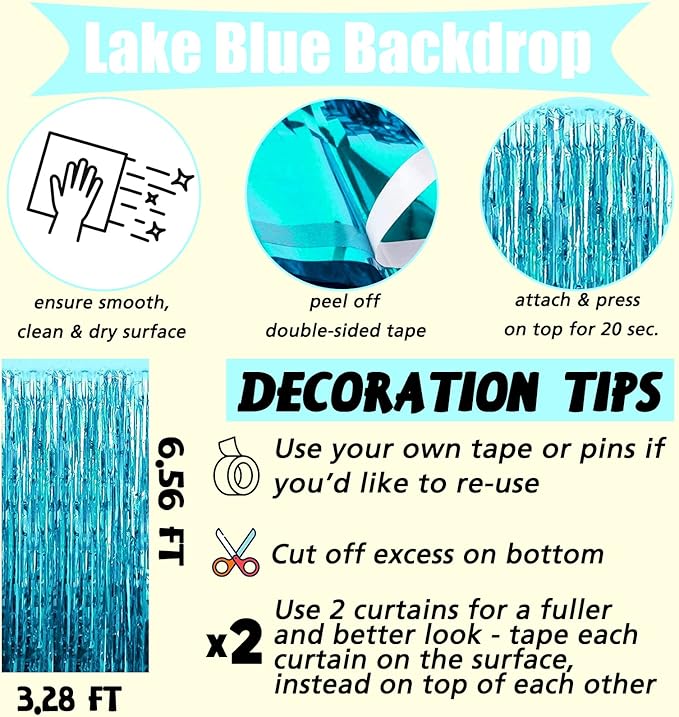 4 Pack Fringe Curtain Backdrop, 3.2Ft x 6.6Ft Blue Metallic Tinsel Foil Fringe - Image 2