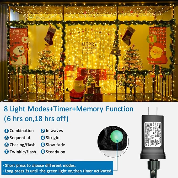 YEGUO 200 LED 66ft Christmas Lights Outdoor Waterproof, Warm White String Light - Image 4