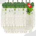 36 Pack White Wisteria Hanging Flowers, 3.44 Ft Fake Hanging Flowers, by ZEBMOON