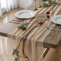6pcs Deep Beige Cheesecloth Table Runner Rustic Boho Gauze 120 Inch 10 FT by KEKETOARRANGE