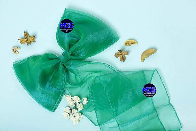MDS Pack of 75 PCS Organza Chair Sashes Wider Dining Chair Bows Ribbon Tie Back - Image 7
