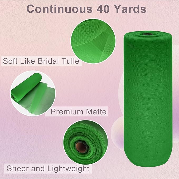 Green Tulle Fabric Roll Spool Bolt Large Tulle Wedding Party Decoration - Image 2