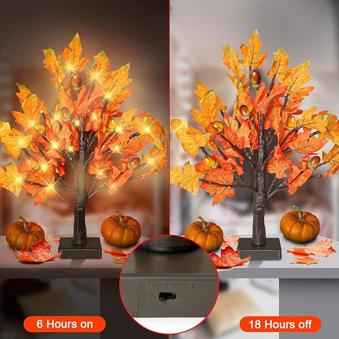 2 Pack 18 Inch Prelit Fall Maple Tree - Image 3