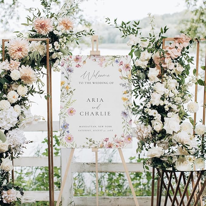 Welcome Wedding Sign Personalized, Elegant Wildflower Wedding Sign Decorations - Image 2