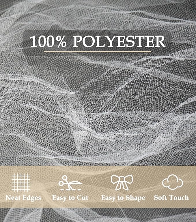 White Tulle Fabric 108" x 10 Yards Tulle Bolt - Image 4