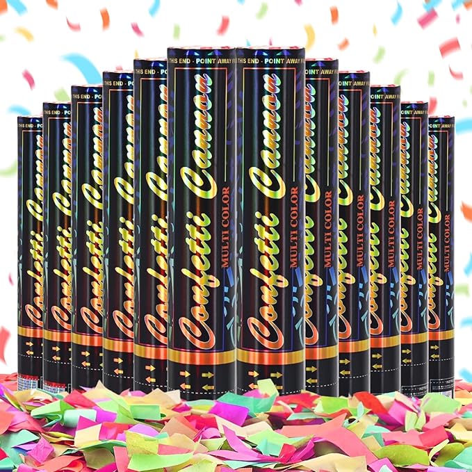 Confetti Cannon Multicolor 12 Pack Biodegradable Confetti Popper Party Confetti by FIEKEICC