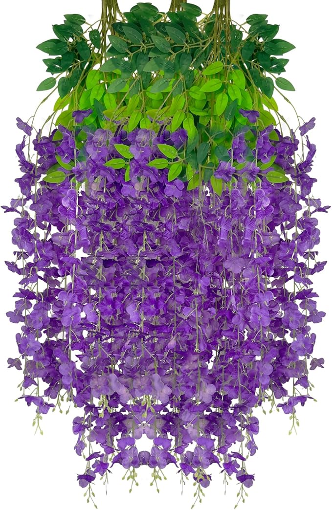 12 Pack Purple Wisteria Hanging Flowers Garland, 3.77 Feet Artificial Flower by Luerbi