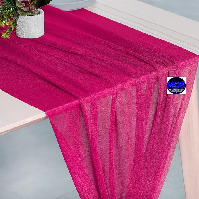 MDS 25 Pack 10ft Chiffon Table Runner 29 x 120 Inches Sheer Wedding Runner - Image 3
