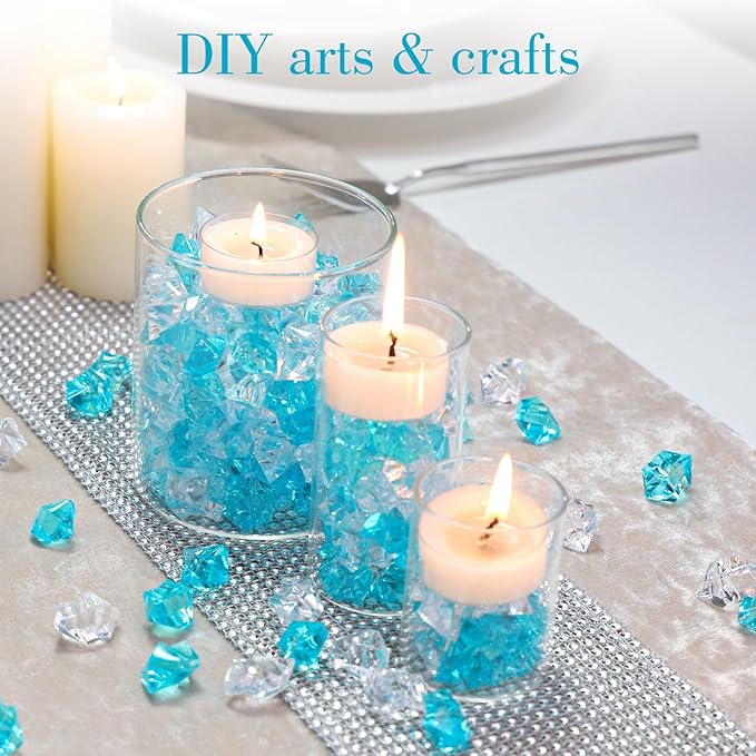 DomeStar 150PCS Fake Ice, Vase Filler Mixed Blue Fake Ice Rocks, Acrylic - Image 3