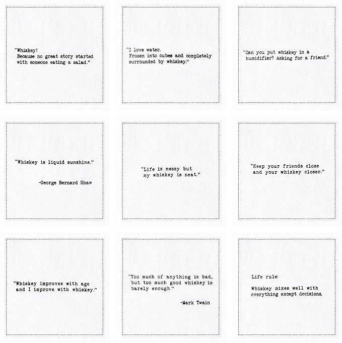 FIVE STAR NAPKINS Whiskey Quotes Cotton Cocktail Napkins, Beverage Napkin - Image 3
