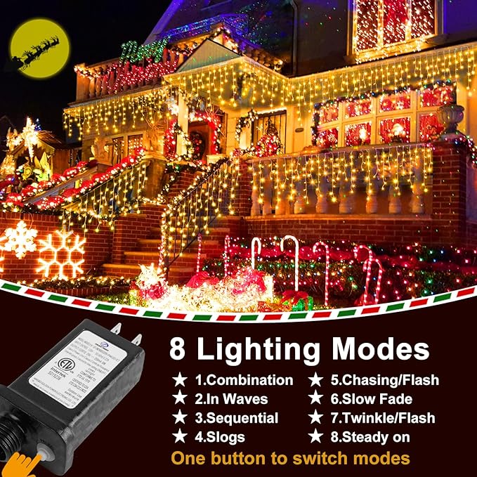 KNONEW 99ft 1216 LED Christmas Lights Outdoor Decorations - Image 8