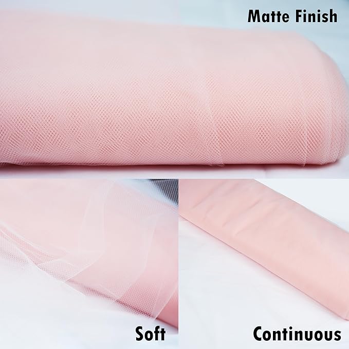 Craft And Party, Blush Fabric Tulle Roll 54 Inch by 40 Yards Fabric Tulle Bolt - Image 4