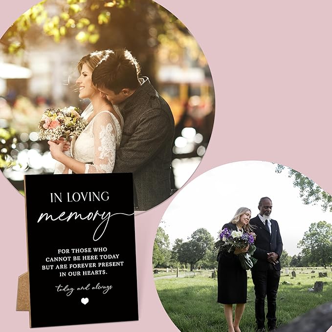 Wedding Memorial Sign, 8x11 Black Minimalist Style Memorial Table Sign - Image 5