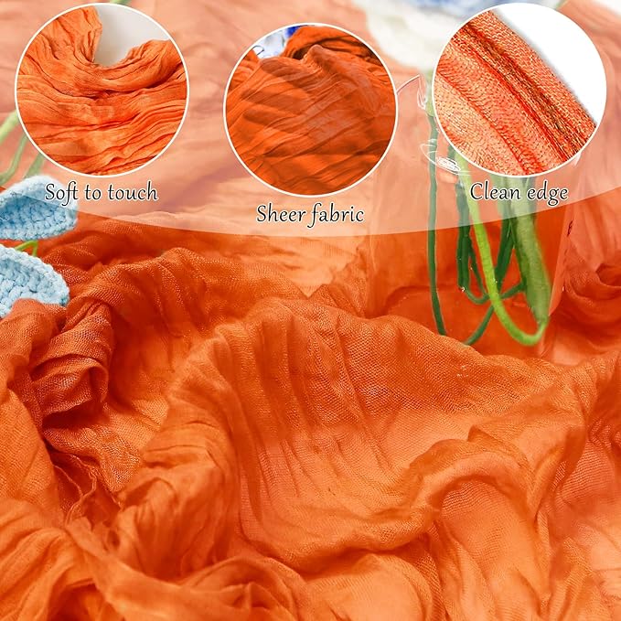10-Pack Orange Cheesecloth Table Runners – 10FT Boho Rustic Gauze Fabric Cheese - Image 4
