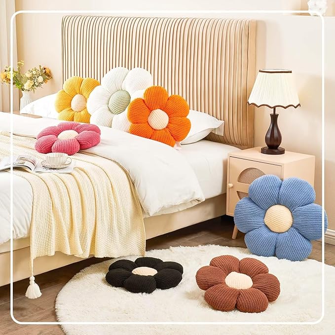 Flower Throw Pillow, Soft Peach Pink 19.6" Shaped Floor Pillow - Image 6