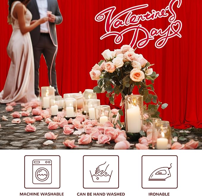 MEETSKY Red Backdrop Curtains for Party Valentine's Day Arch Stage Wedding - Image 3