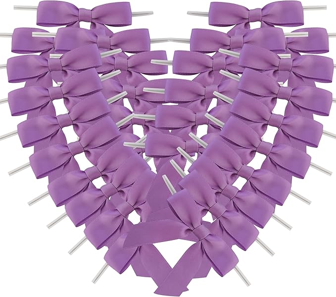 50pcs 2-1/2" Purple Satin Ribbon Bows by Micomon