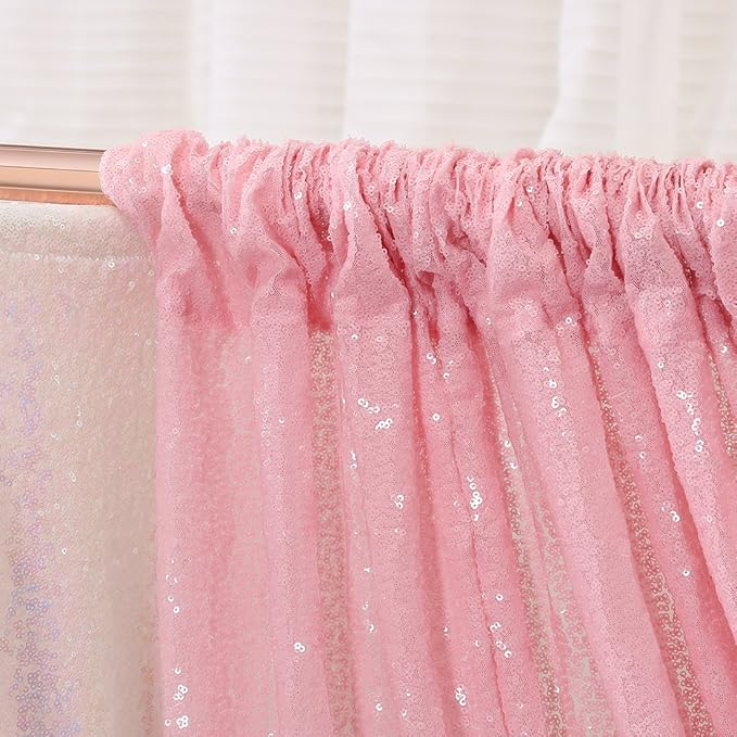 Poise3EHome 6FT x 8FT Pink Sequin Backdrop Photography Backdrop Curtain - Image 4