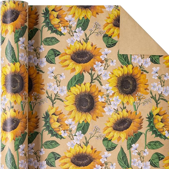 WRAPAHOLIC Kraft Floral Wrapping Paper Roll - Image 2
